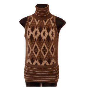 Gianfranco Ferre Cashmere Argyle Turtleneck Vest- Sz. 40 IT/XS